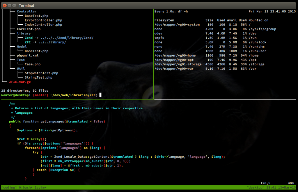 Split windows in tmux